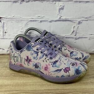 NOBULL Trainer Watercolor Floral Sneakers Women's 8.5 Purple Athletic Shoes